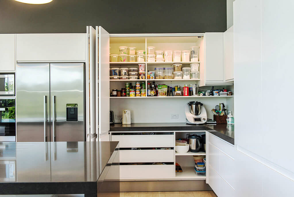 Internal pantry drawers.